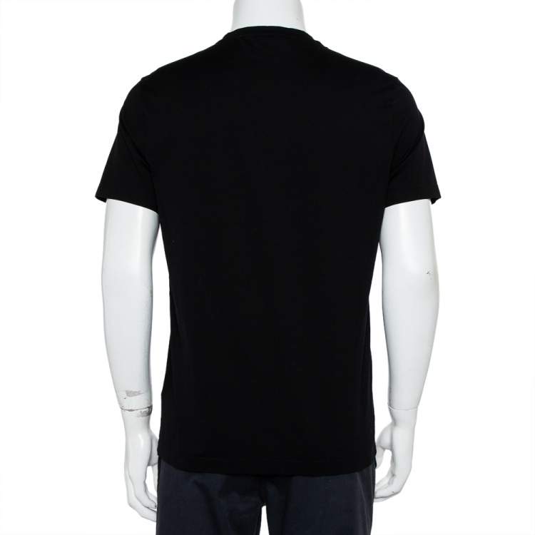 Pre Owned Prada Black Cotton Logo Embroidered Crewneck T-Shirt XL