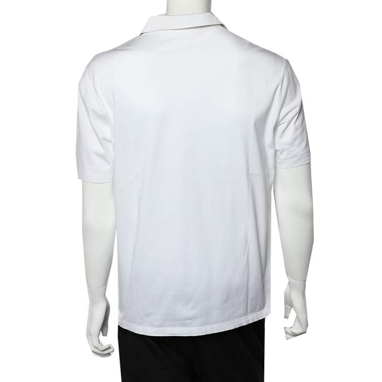 مملوكة مسبقًا Prada White Cotton Polo T-Shirt XXL