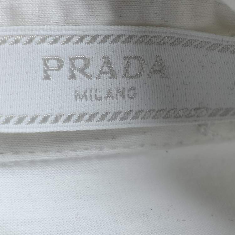 مملوكة مسبقًا Prada White Cotton Polo T-Shirt XXL