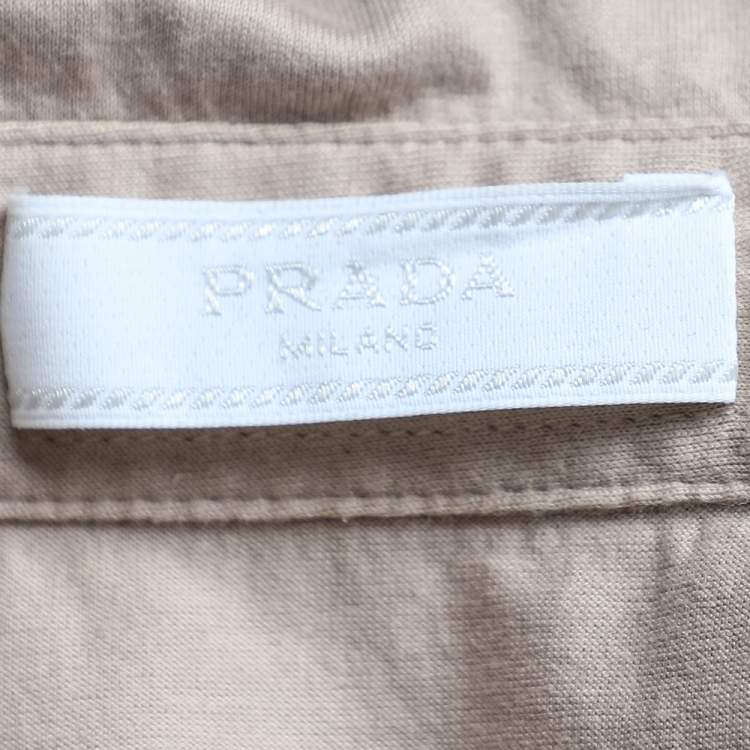 Pre Owned Prada Beige Cotton Patch pocket Detail Polo T-Shirt XXL