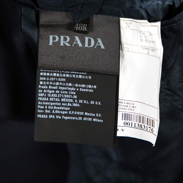Pre Owned Prada Navy Blue Wool Double Button Front Blazer M