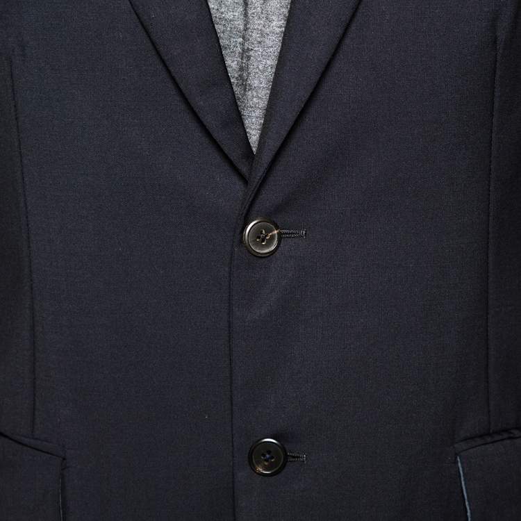 Pre Owned Prada Navy Blue Wool Double Button Front Blazer M