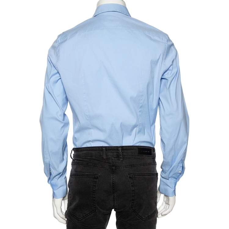 Pre Owned Prada Sky Blue Cotton Button Front Shirt L 