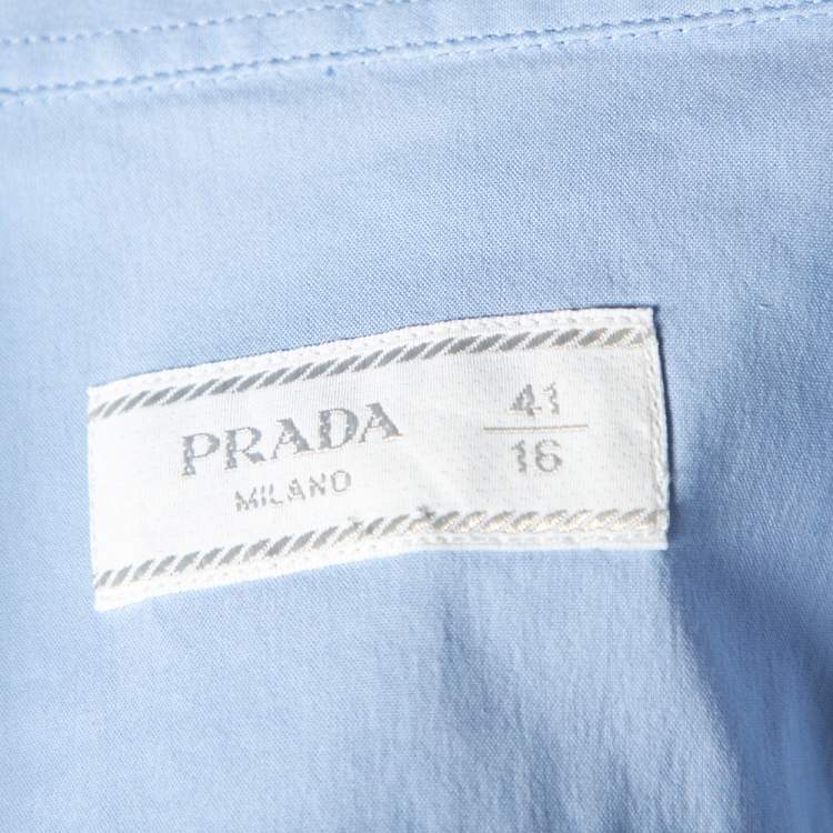 Pre Owned Prada Sky Blue Cotton Button Front Shirt L 