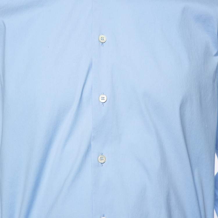 Pre Owned Prada Sky Blue Cotton Button Front Shirt L 