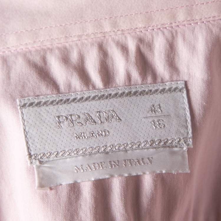 Pre Owned Prada Light Pink Cotton Button Front Shirt L