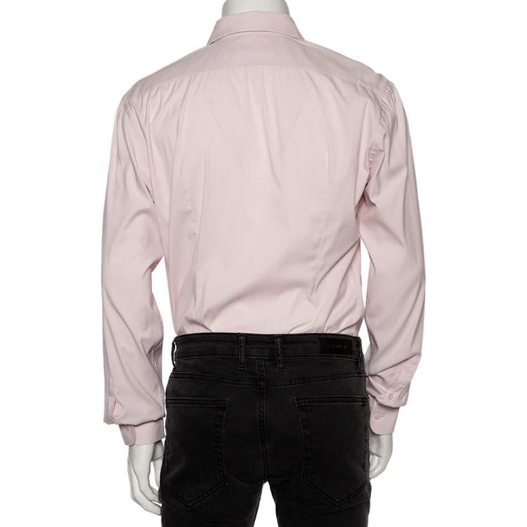 Pre Owned Prada Light Pink Cotton Button Front Shirt L