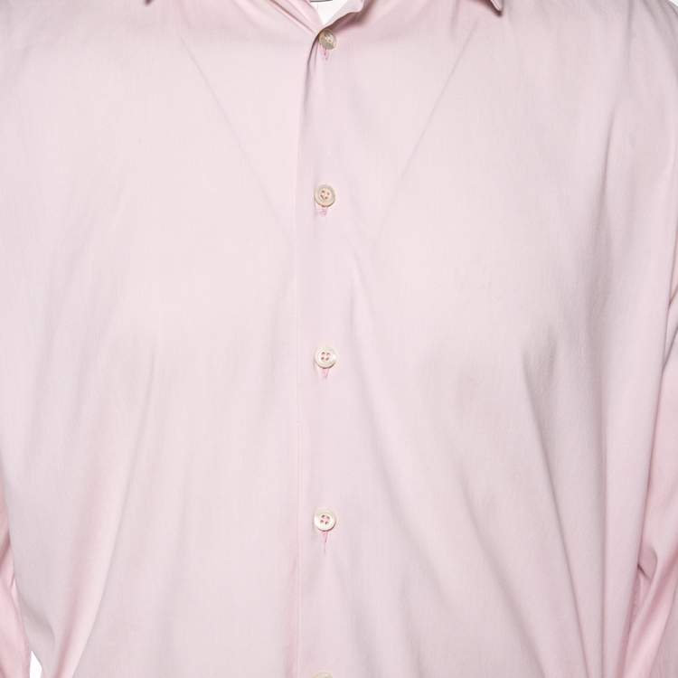 Pre Owned Prada Light Pink Cotton Button Front Shirt L