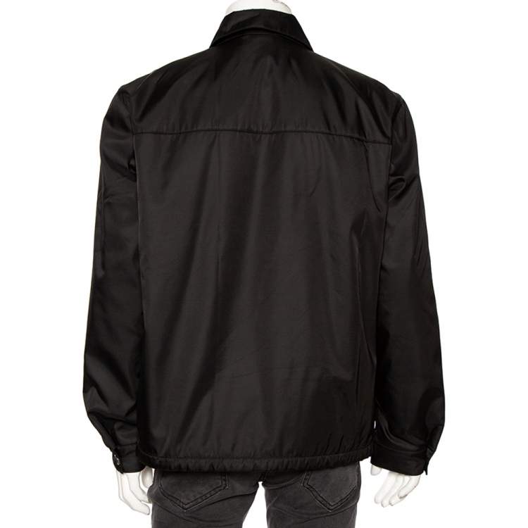 Pre Owned Prada Black Black Synthetic Cinched Hem Detail Jacket XL 