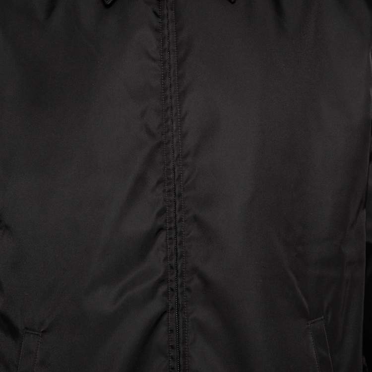 Pre Owned Prada Black Black Synthetic Cinched Hem Detail Jacket XL 