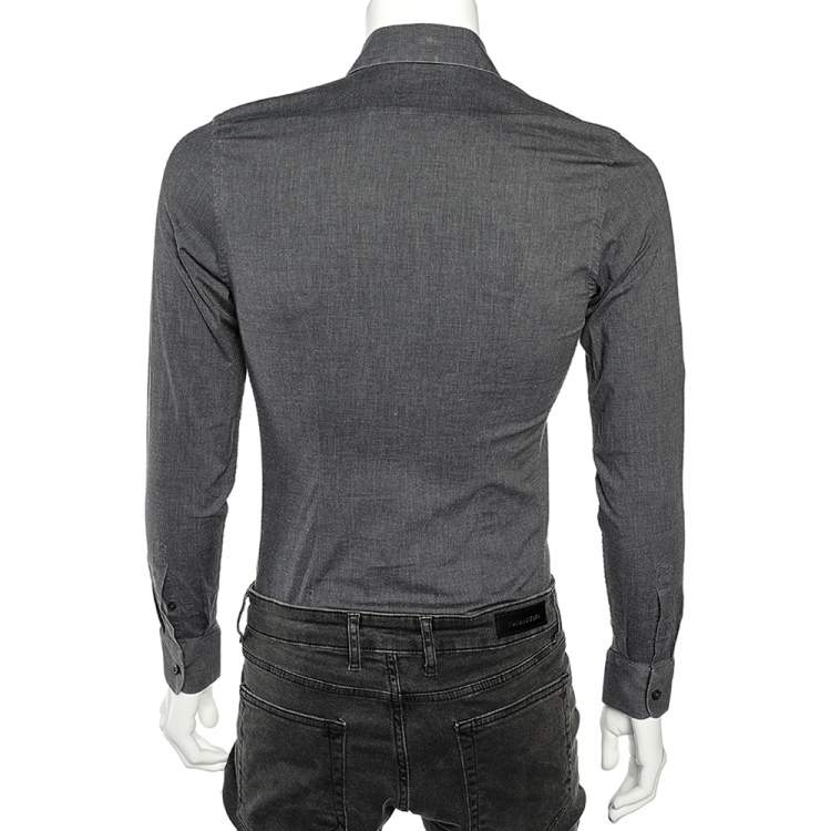 Pre Owned Prada Charcoal Grey Stretch Cotton Long Sleeve Shirt M