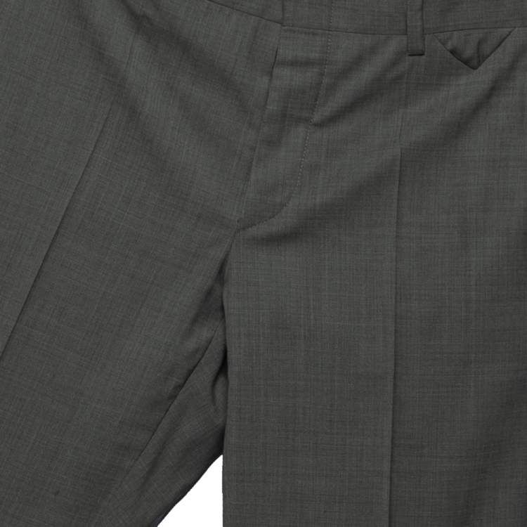 Pre Owned Prada Grey Wool Regular Fit Pants M