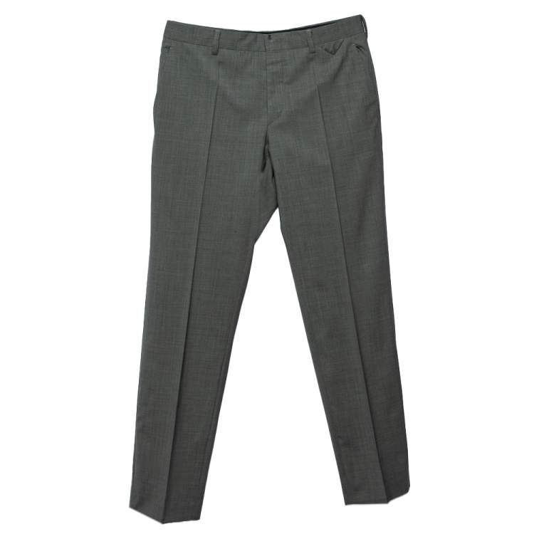 Prada Grey Wool Regular Fit Pants M Prada | The Luxury Closet