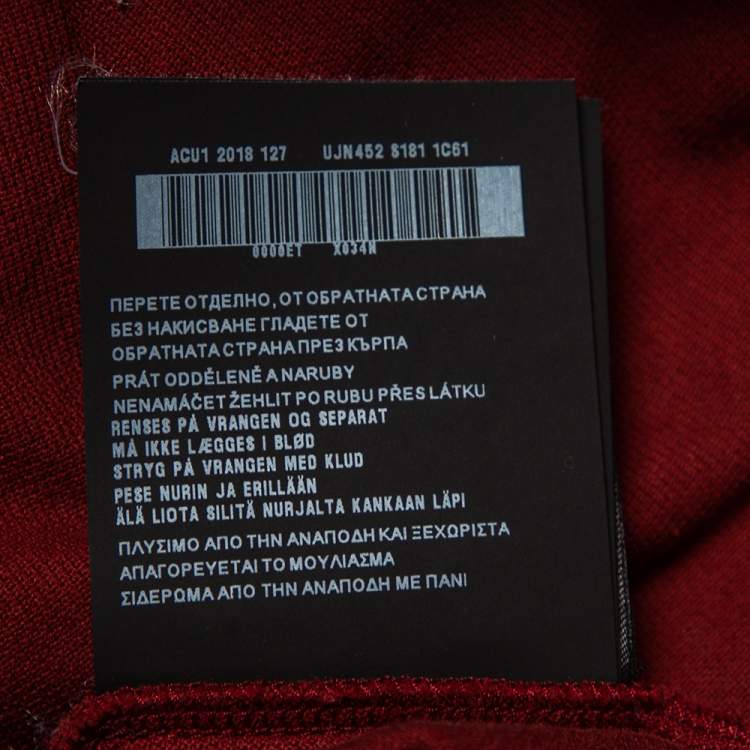 مملوكة مسبقًا Prada Maroon Cotton Pique Contrast Trimmed Crew Neck T-Shirt M