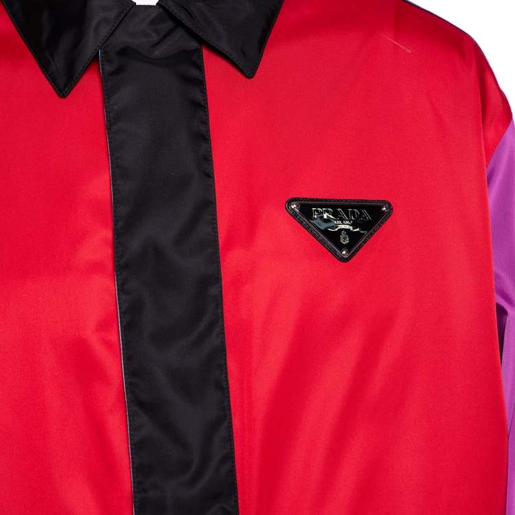 Pre Owned Prada Colorblock Synthetic Drawstring Hem Detailed Jacket M