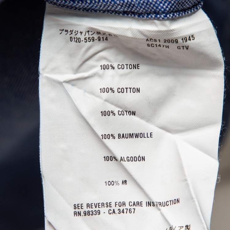 Pre Owned Prada Blue Cotton Button Front Shirt M