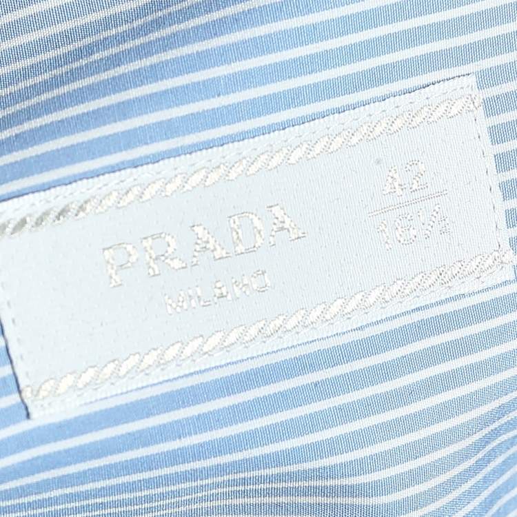 Pre Owned Prada Blue Striped Cotton Button Front Shirt XL