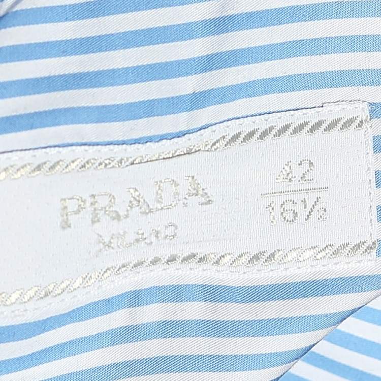Pre Owned Prada Blue Striped Cotton Button Front Shirt XL