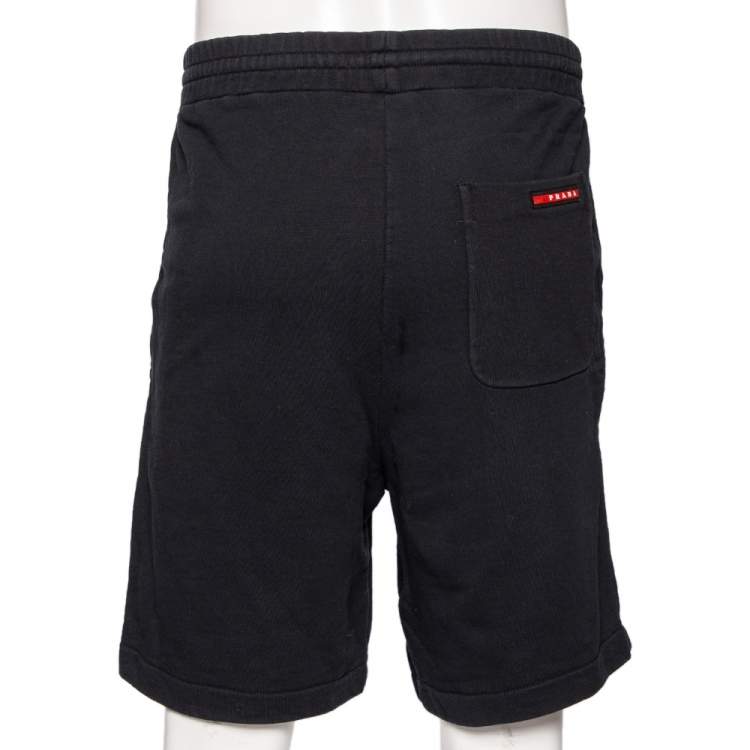 Pre Owned Prada Black Cotton Knit Shorts L