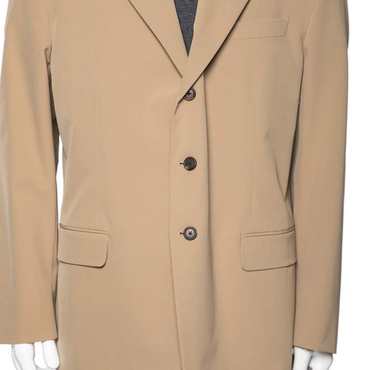 Pre Owned Prada Beige Synthetic Button Front Blazer 4XL