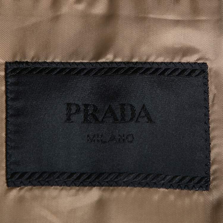 Pre Owned Prada Beige Synthetic Button Front Blazer 4XL
