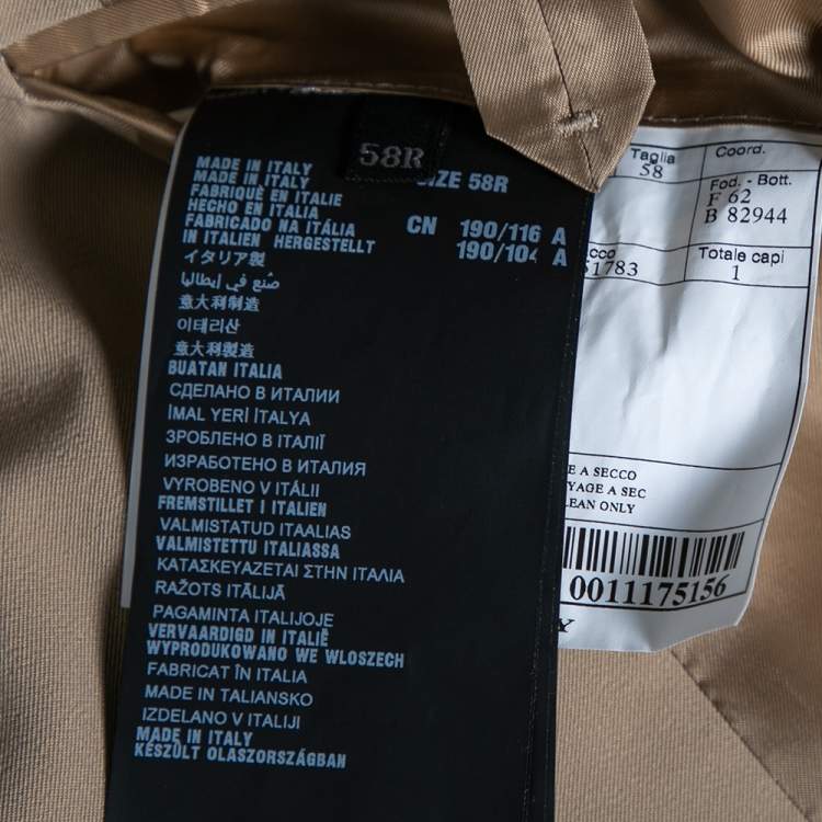 Pre Owned Prada Beige Synthetic Button Front Blazer 4XL