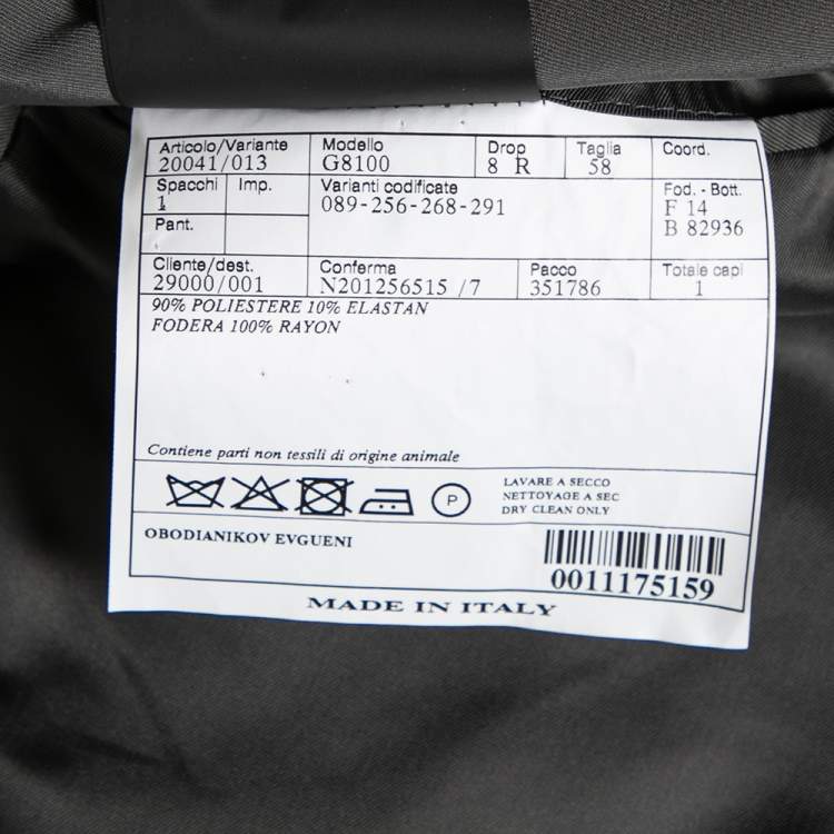 Pre Owned Prada Dark Grey Synthetic Button Front Blazer 4XL