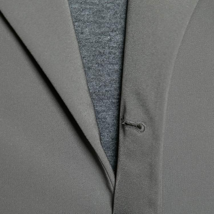 Pre Owned Prada Dark Grey Synthetic Button Front Blazer 4XL
