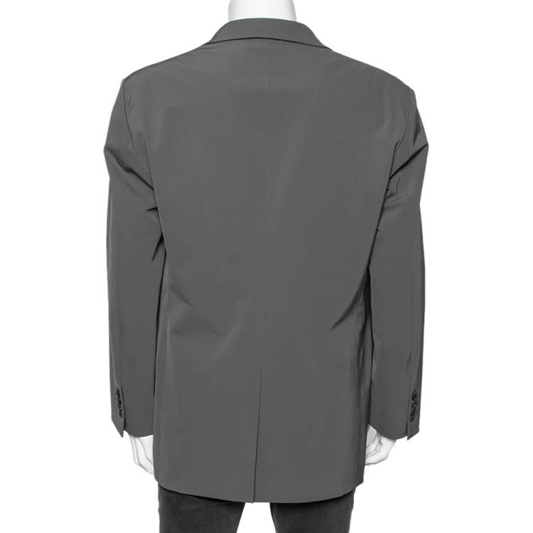Pre Owned Prada Dark Grey Synthetic Button Front Blazer 4XL