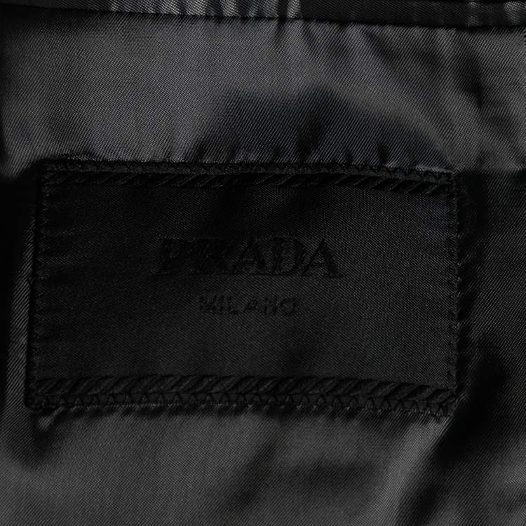 Pre Owned Prada Dark Grey Synthetic Button Front Blazer 4XL