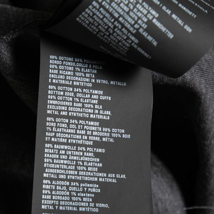 Pre Owned Prada Charcoal Grey Cotton Knit Embellished Sweatshirt M