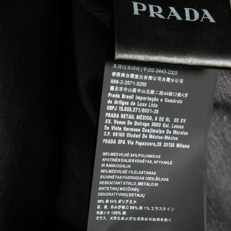 Pre Owned Prada Charcoal Grey Cotton Knit Embellished Sweatshirt M