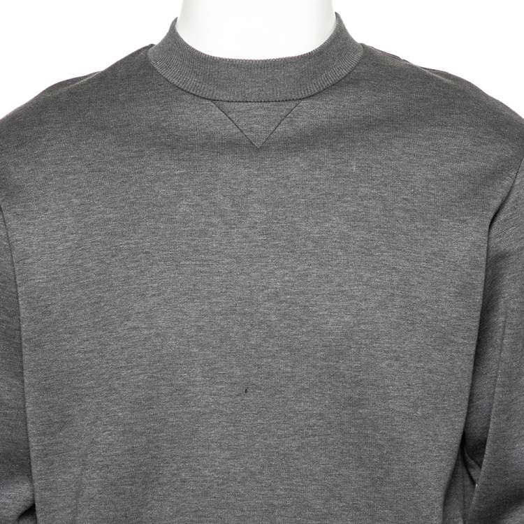 Pre Owned Prada Charcoal Grey Cotton Knit Embellished Sweatshirt M