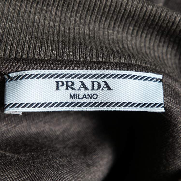 Pre Owned Prada Charcoal Grey Cotton Knit Embellished Sweatshirt M