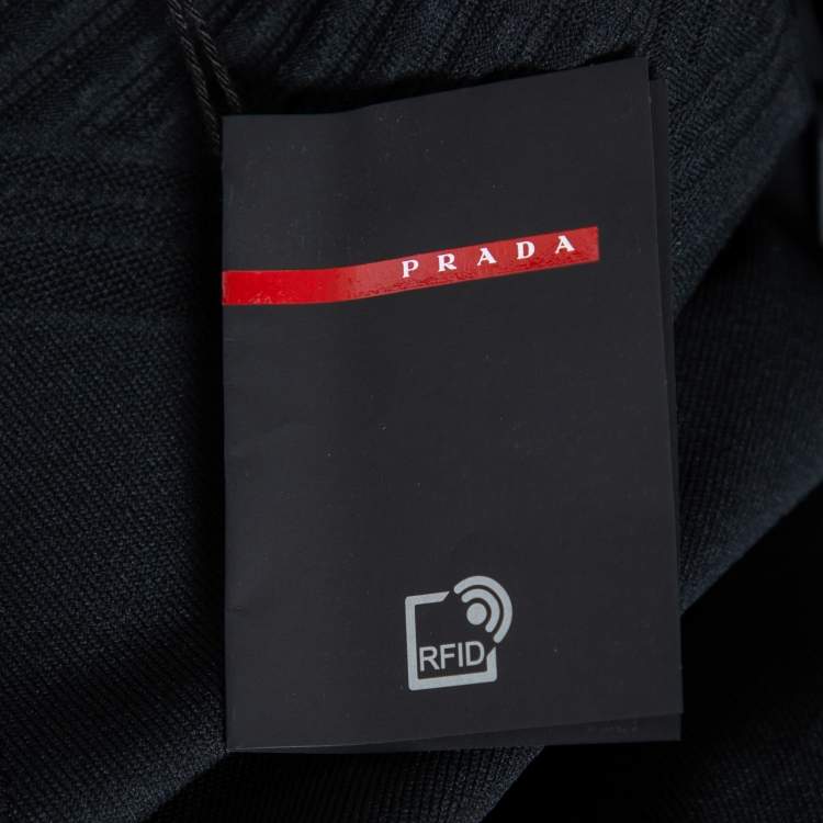 مملوكة مسبقًا Prada Black Piqué Knit Technical Sweater L