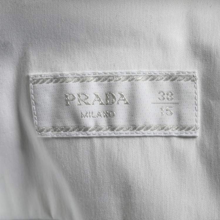 Pre Owned Prada White Stretch Poplin Button Front Shirt S