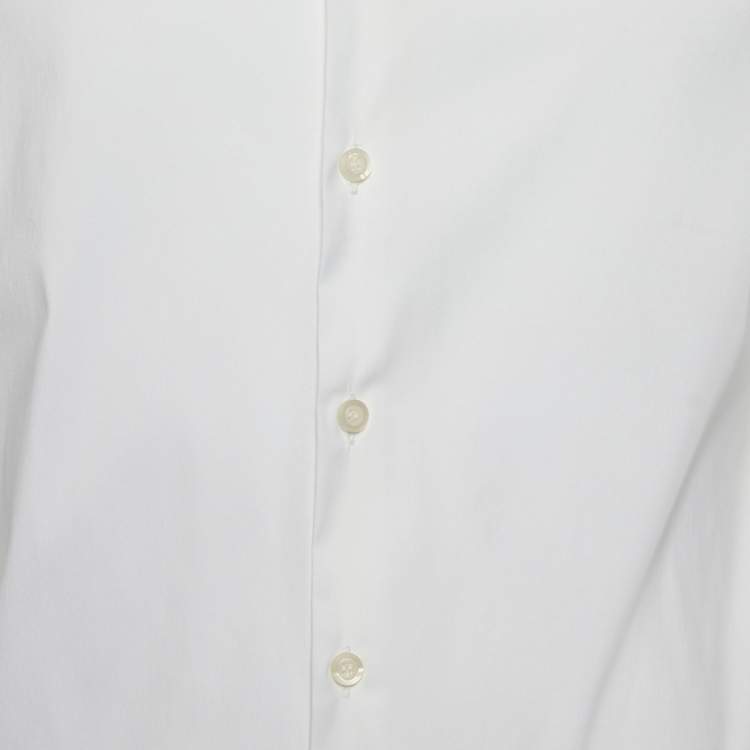 Pre Owned Prada White Stretch Poplin Button Front Shirt S