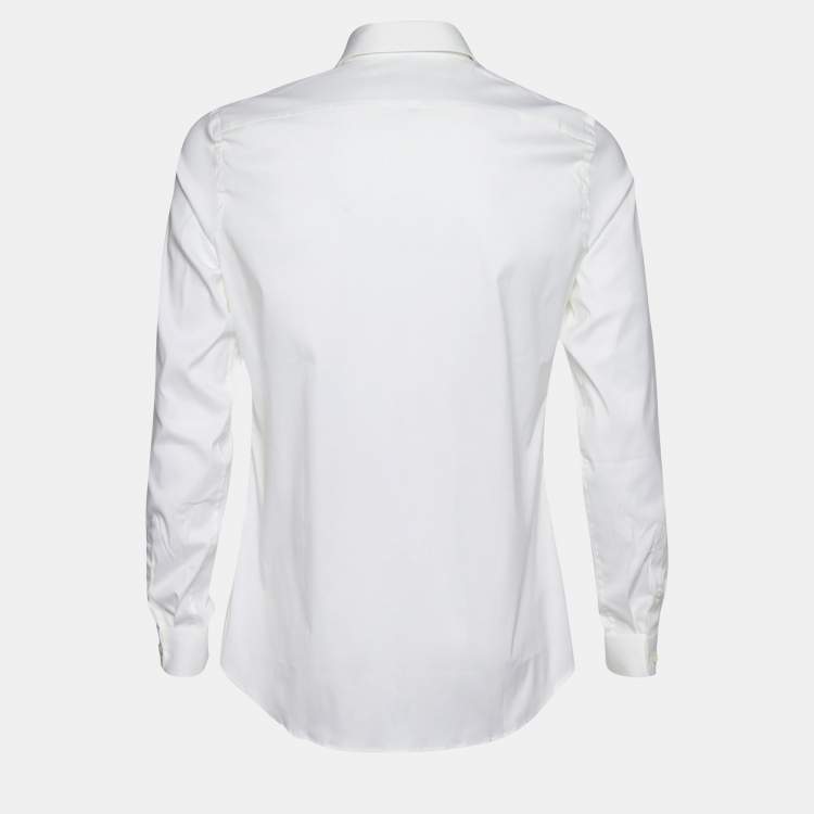 Pre Owned Prada White Stretch Poplin Button Front Shirt S