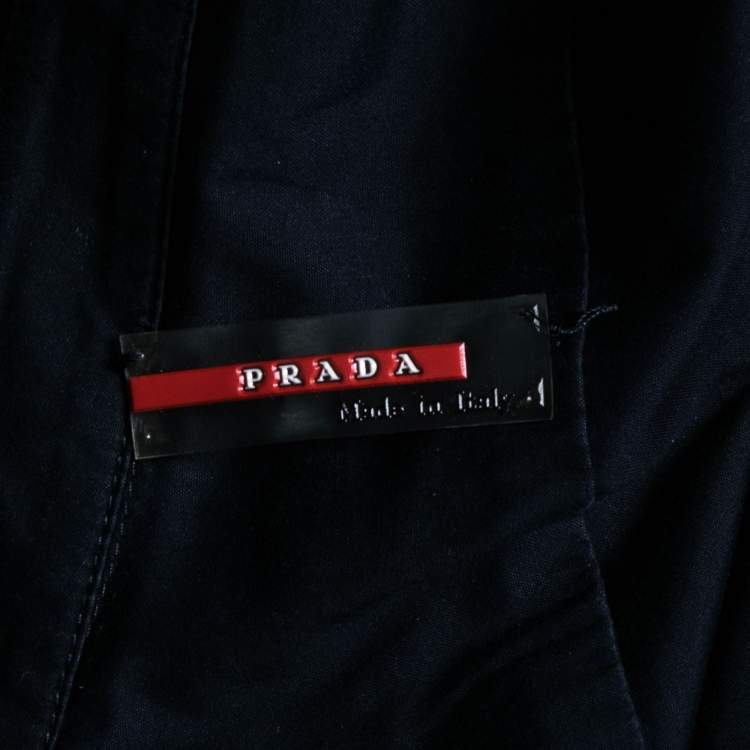 Pre Owned Prada Sport Navy Blue Stretch Cotton Button Front Short Sleeve Shirt L