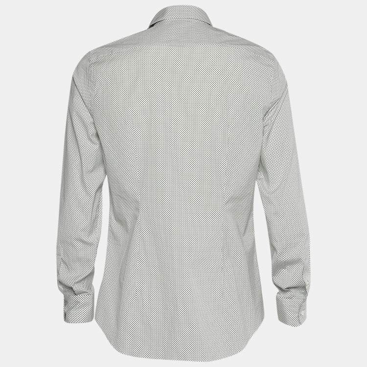 Pre Owned Prada White Printed Cotton Long Sleeve Shirt L