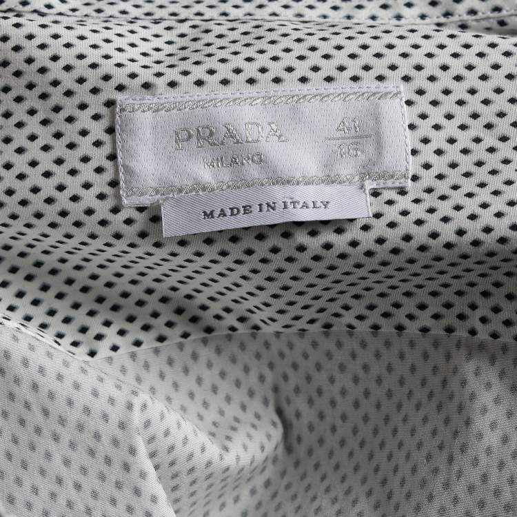 Pre Owned Prada White Printed Cotton Long Sleeve Shirt L
