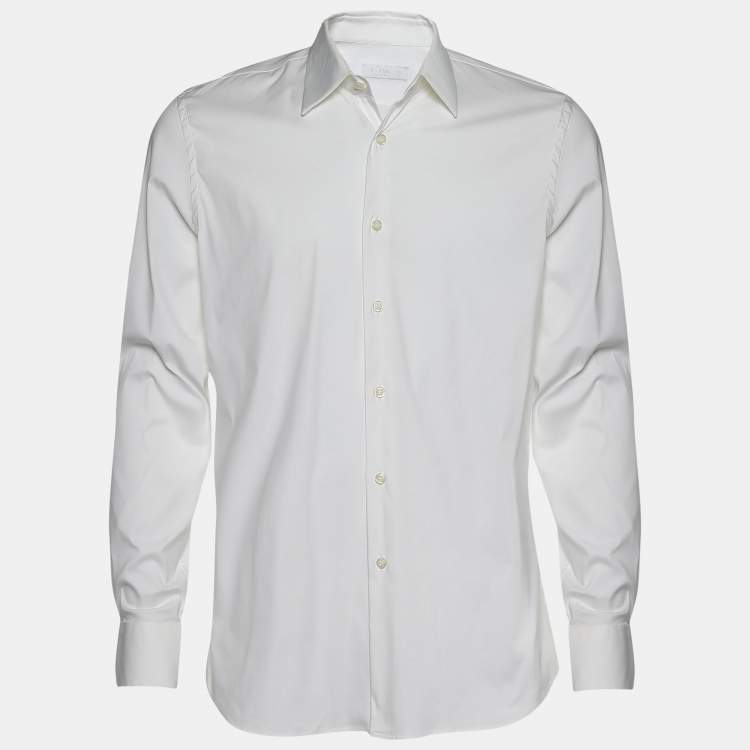 Pre Owned Prada White Cotton Long Sleeve Shirt S