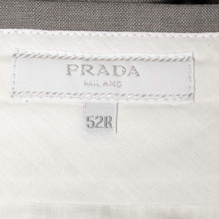 Pre Owned Prada Grey Mohair & Silk Tailored Pants XL