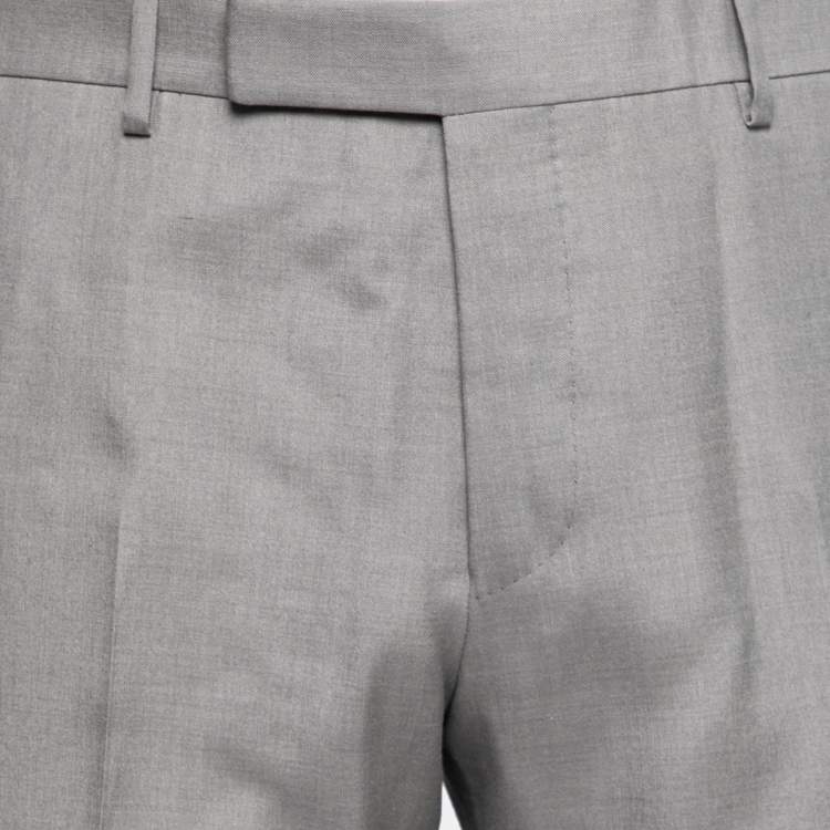 Pre Owned Prada Grey Mohair & Silk Tailored Pants XL