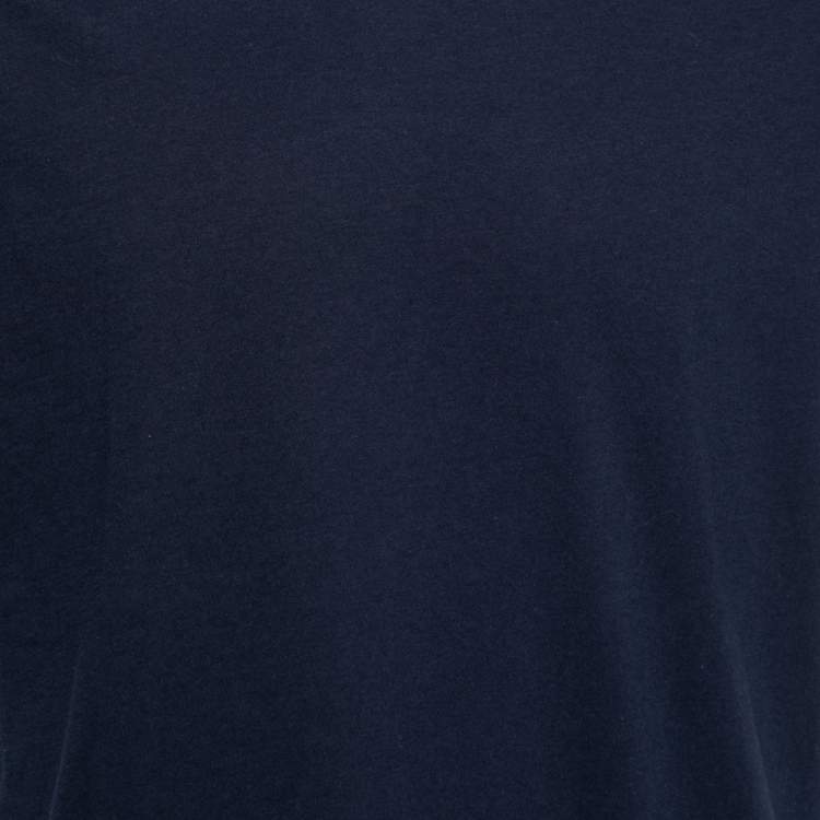 مملوكة مسبقًا Prada Navy Blue Cotton Short Sleeve V-Neck T-Shirt XL