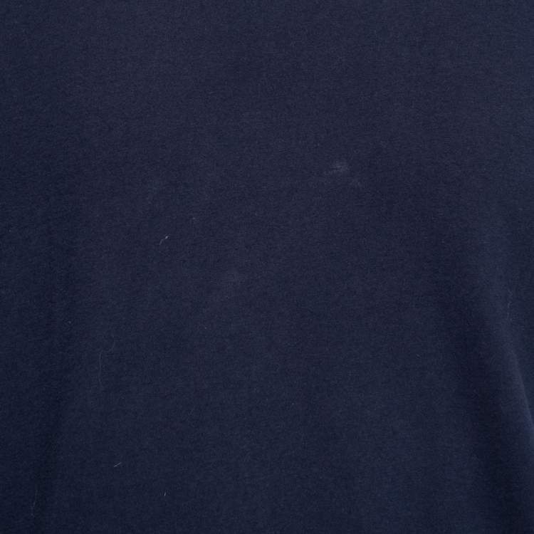 مملوكة مسبقًا Prada Navy Blue Cotton Short Sleeve V-Neck T-Shirt XL