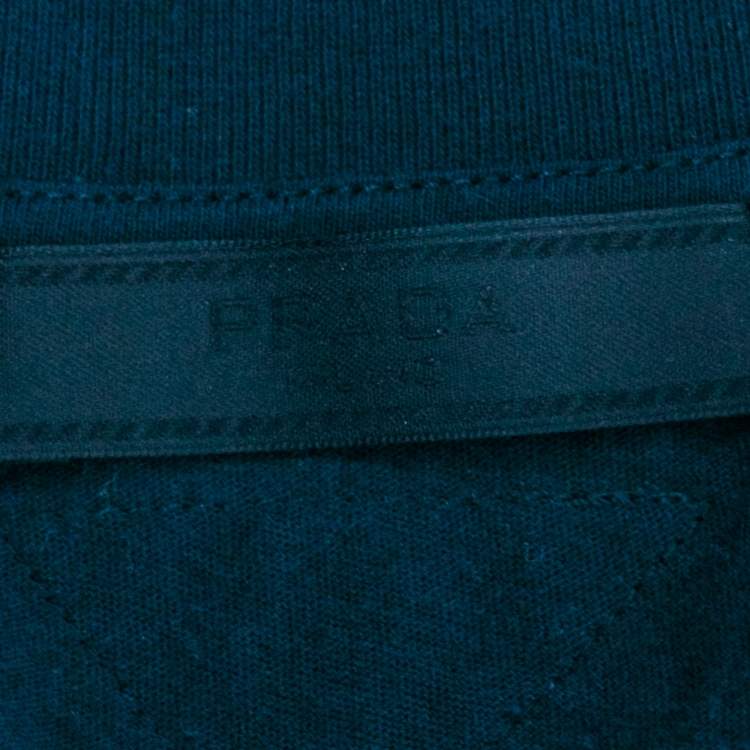 Pre Owned Prada Navy Blue Cotton Short Sleeve V-Neck T-Shirt XL