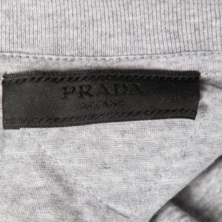 Pre Owned Prada Grey Cotton Short Sleeve V-Neck T-Shirt XL