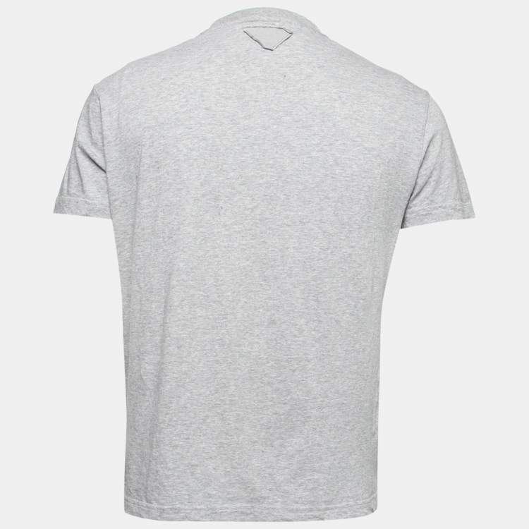 Prada Grey Cotton Short Sleeve V-Neck T-Shirt XL Prada | TLC
