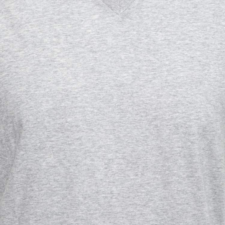 Pre Owned Prada Grey Cotton Short Sleeve V-Neck T-Shirt XL